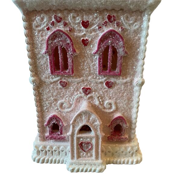 Cupcakes & Cashmere Pink LED Gingerbread House 14in Valentines Day Decor New - Picture 3 of 16